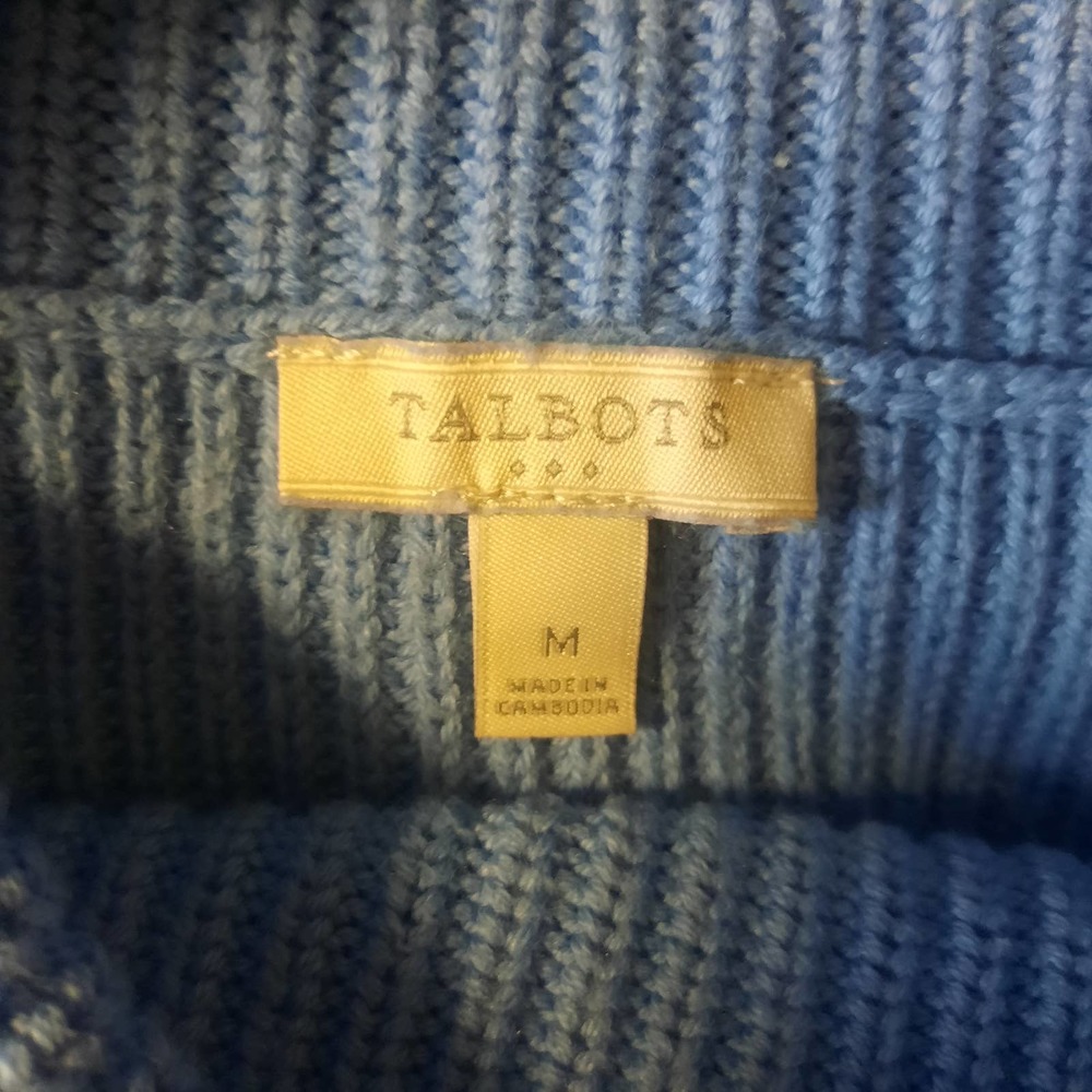 Talbots Light Blue Flap Down Split Neck Collar Lo… - image 3